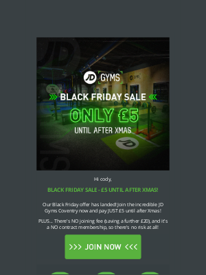 JD Gyms - Our Black Friday Sale has landed 🙌 Just £5 until after Xmas!