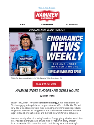 Hammer Nutrition - Fueling Under or Over 3 Hours?