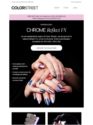 Color Street - NEW for our 8th Anniversary: Chrome nails & FREE shipping and gift with your purchase