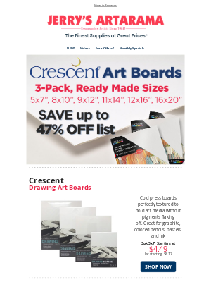Jerry's Artarama - Crescent Art Boards On Sale up to 47% Off List
