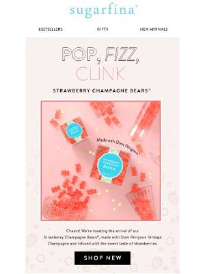 Sugarfina -  Pop, Fizz, Clink! New Strawberry Champagne Bears 😍😘