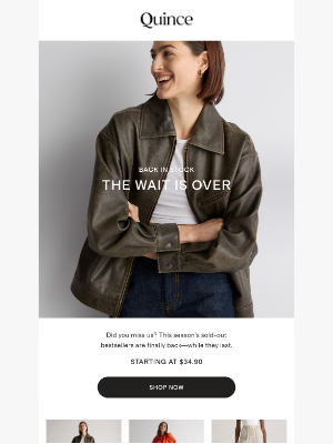Quince - Urgent update on your waitlisted styles