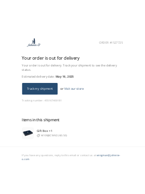 johnnie-O - A shipment from order #1527725 has been delivered