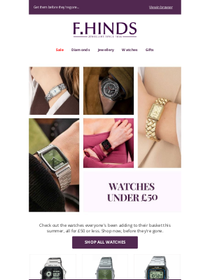 F.Hinds Limited (United Kingdom) - Selling fast | Watches under £50 📈