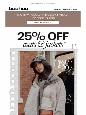 25% off coats & jackets