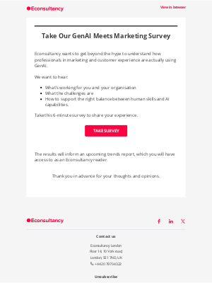 Econsultancy - Survey: Share your experience of using GenAI for work
