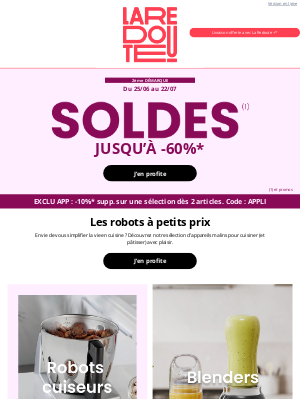 La Redoute (France) - Robots, blenders... Jusqu’à -60% sur une sélection ! 🧑‍🍳