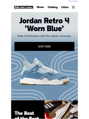 Kids Foot Locker - Jordan Retro 4 'Worn Blue'👖