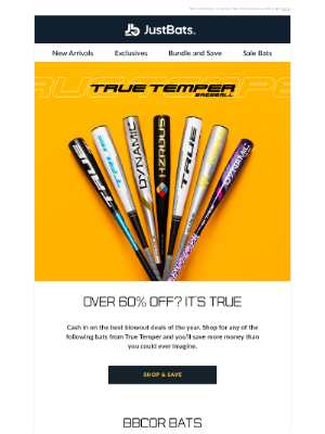 JustBats - Youth & BBCOR Bats Over 60% OFF