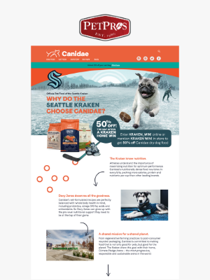 Pet Pros - Canidae - Get 50% OFF when the Seattle Kraken win!