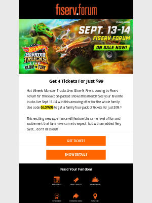Milwaukee Bucks - Enjoy 4 Tickets To Hot Wheels For Just $99!