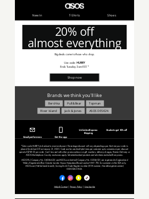 ASOS  - It's here... 20% off almost everything!