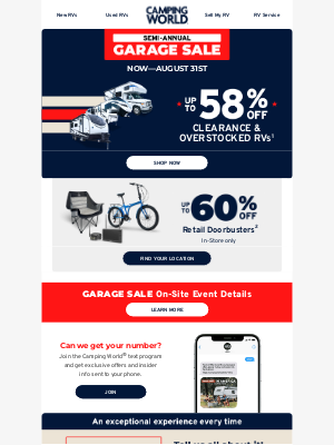 Camping World - Our Semi-Annual Garage Sale Is Here!