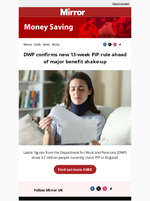 Daily Mirror (United Kingdom) - New DWP 13-week PIP rule ahead of benefit shake-up