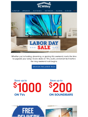 RC Willey - Labor Day Plans? Don't Forget the Electronics!