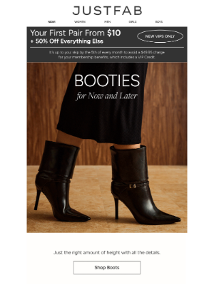 JustFab - From the Boot Shop: Booties Starting at $10! 🖤