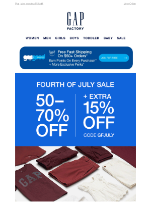 Gap Factory - Easy (like summer) (50–70% off almost everything)