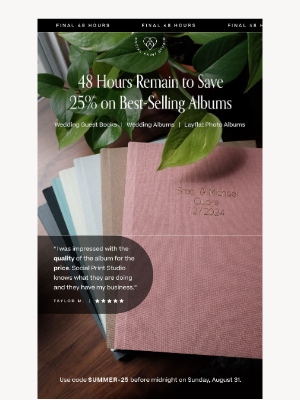 Social Print Studio - Last chance for 25% off Guest Books and Layflat Albums ⏳