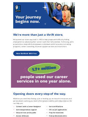Goodwill Industries International - You’re subscribed! Now let's find you that dream job. 👇