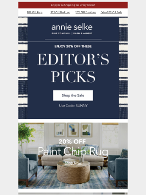 Annie Selke - Just 2 Days Left: 20% Off Sitewide*