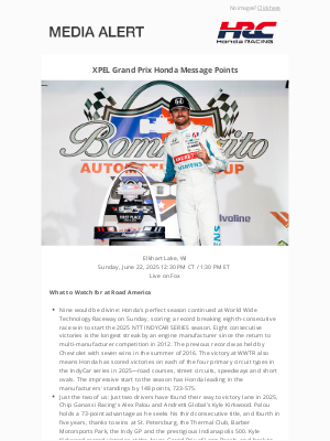 Honda - XPEL Grand Prix Honda Message Points