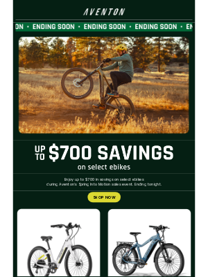 Aventon Bikes - $700 Savings: ENDING TONIGHT⌛