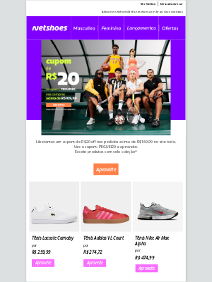 Netshoes (Brazil) - Cupom de R$20 OFF detectado 🕵🏻‍♂️