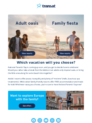 Transat (Canada) - Celebrate Parents’ Day with a vacay! 😎