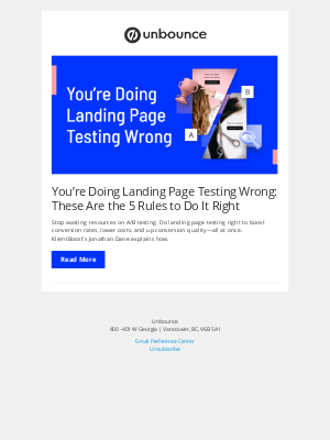 Unbounce - You’re Doing Landing Page Testing Wrong: These Are the 5 Rules to Do It Right