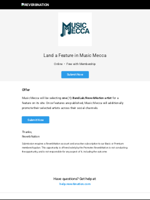 ReverbNation - Land a Feature on Nashville-based Music Mecca, showcasing “under-the-radar” artists