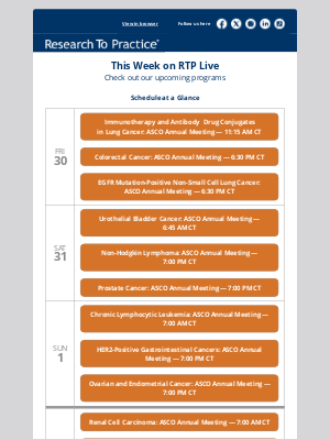 Coming Up on RTP Live: Check out our upcoming programs held in conjunction with the 2025 ASCO Annual Meeting