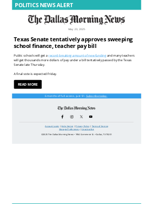 The Dallas Morning News - School finance, teacher pay bill gets tentative OK from Texas Senate
