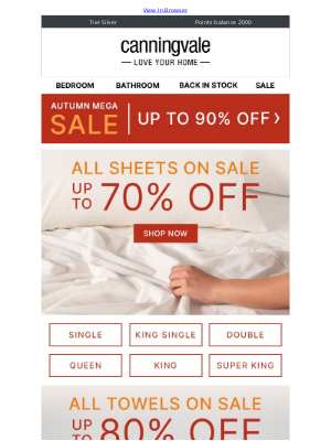 Canningvale (Australia) - All sheets and towels are on sale
