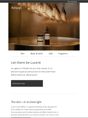 Aesop - Your early access: Lucent Facial Refiner