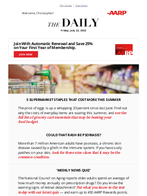 AARP - The Daily — 5 Supermarket Staples That Cost More This Summer