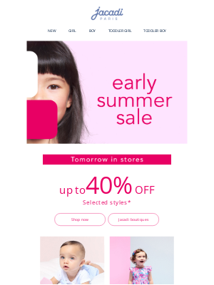 Jacadi - Early Summer stars NOW online🌞 Up to 40% off