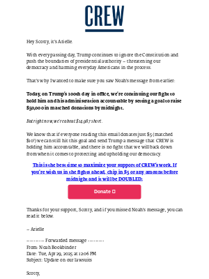 Crew - Help us send a clear message to Donald Trump