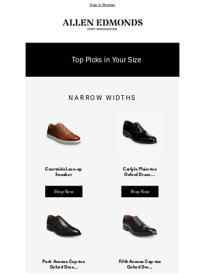 Allen Edmonds - It fits: Narrow width styles for you