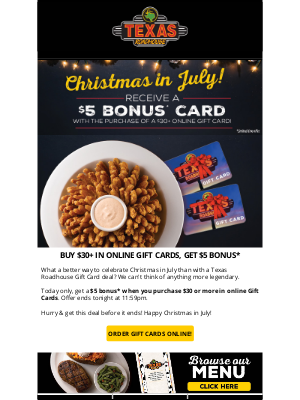 Texas Roadhouse - It's Christmas in July!
