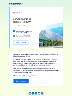 SiteMinder - IHS Miami, Sept 17–18: Let’s connect.