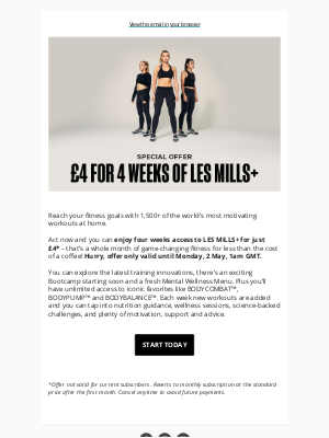 Les Mills - Get 4 weeks of fitness – for just £4
