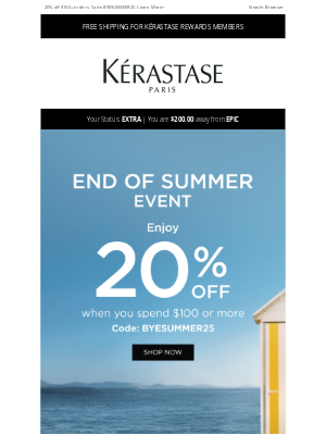 Kérastase - Your Summer send-off just got better: 20% off!