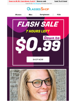 GlassesShop - 12 Hours Left! $0.99 Glasses are going fast....