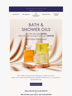 Aromatherapy Associates - Upto 20% off Bath & Shower Oils 🛁