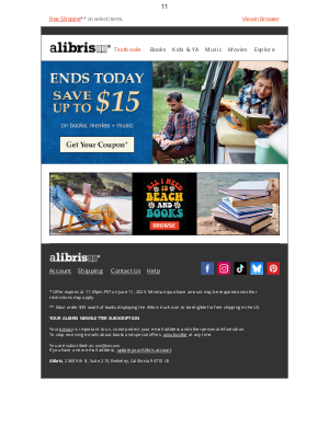 Alibris - Your $15 Coupon expires at midnight