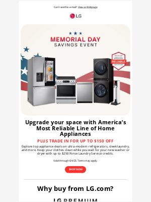 LG Electronics - Ends Today: Memorial Day Savings Event—30-51% Off Select Appliances!