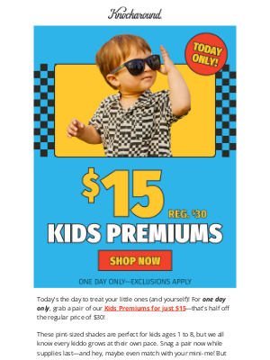 Knockaround - 😎 Today Only: $15 Kids Premiums (That’s 50% OFF!)