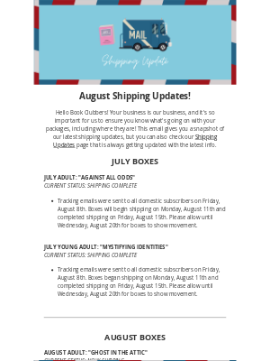 Once Upon A Book Club - August Shipping Update 📦
