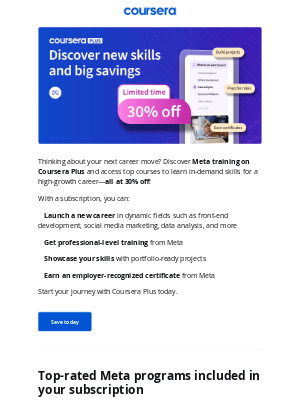 Coursera - 💰 Save 30% and get unlimited access to Meta courses