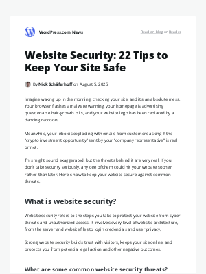 WordPress - Website Security: 22 Tips to Keep Your Site Safe
